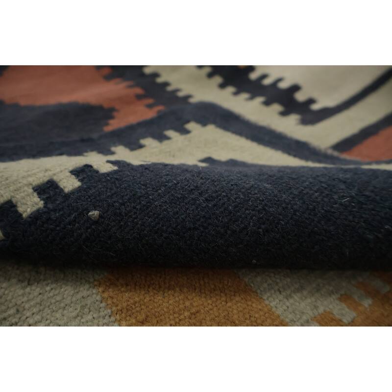 Hand Woven Oriental 100% Wool Carpet Southwestern Tribal Beige & Ivories Kilim Area Rug - 11' 3'' X 8' 8''