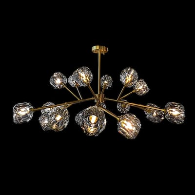 Brass Sputnik Modern Crystal Chandelier 43 in Wide 18 Lights