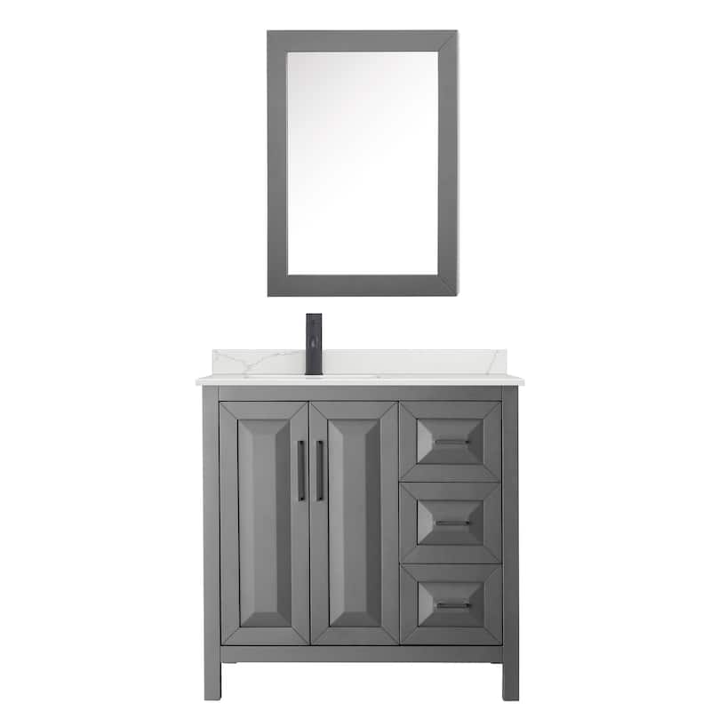 Daria 36-inch Single Vanity, Single Hole Quartz Top, Med Cabinet