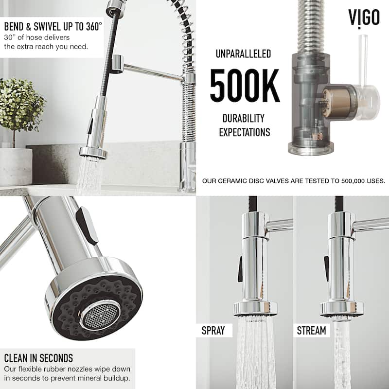 VIGO Edison 19" H Single Handle Pull-Down Sprayer Kitchen Faucet