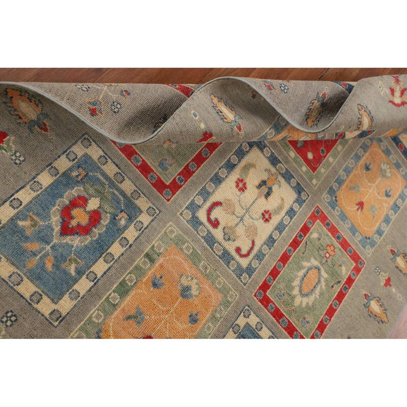 Garden Design Kazak Area Rug Hand-Knotted Wool Carpet - 4'0" x 6'1"