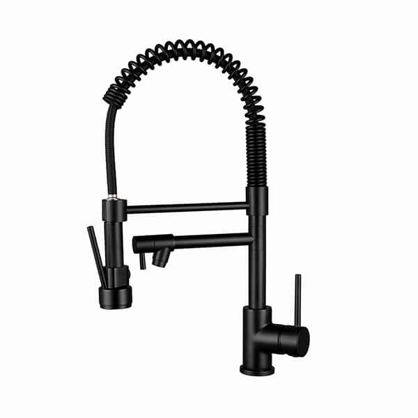 slide 1 of 12, Single Handle Pull-down Kitchen Faucet Black