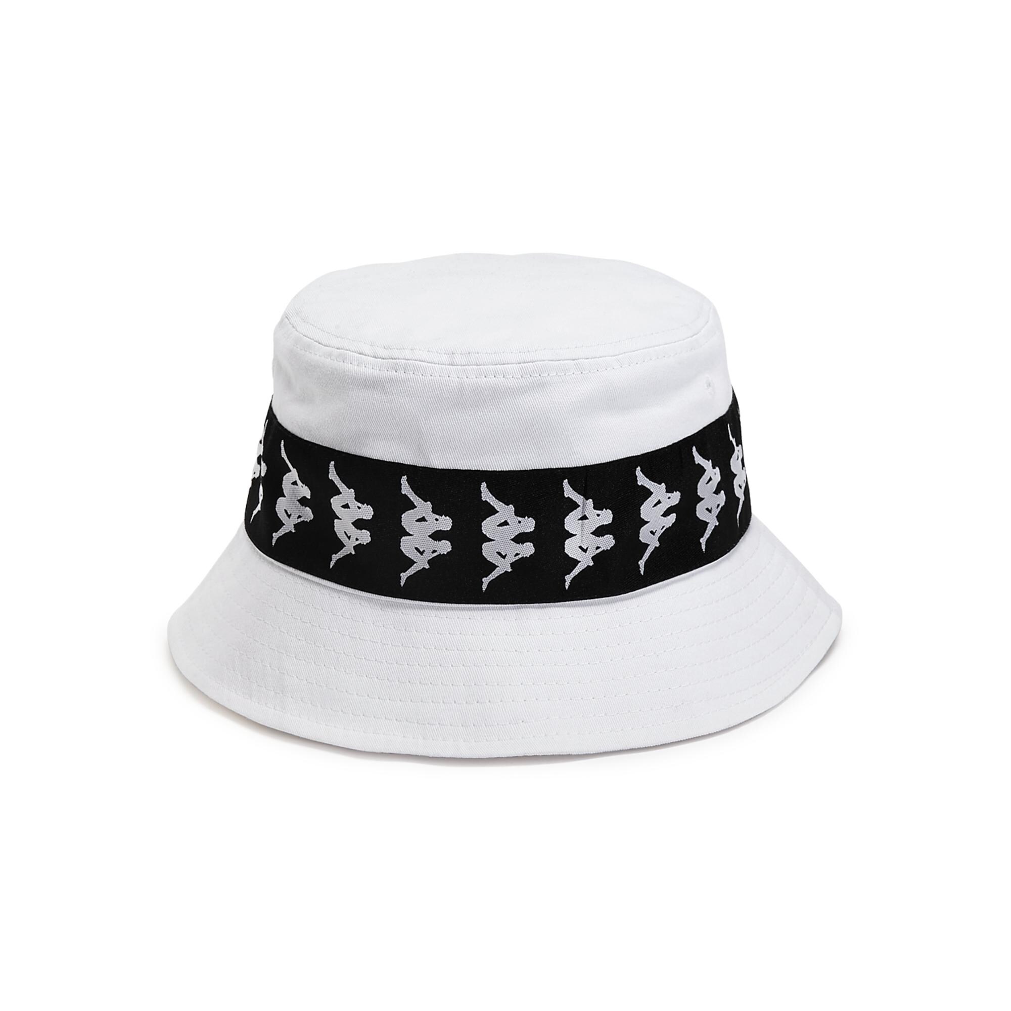 Shop Kappa Mens 222 Banda Bucket Hat Cotton Logo White Black S