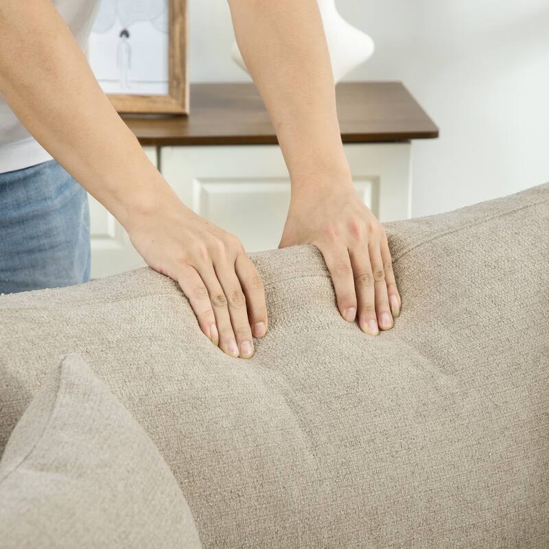 56.3"W Modern Chenille linen Loveseat Sofa,Sofa Bed with Pillows&Metal Legs