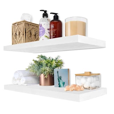 Solid Wood Floating Shelves for Wall, Set of 2 Wooden Wall-Mounted Shelves - 9” L X 24" W X 1.2” H