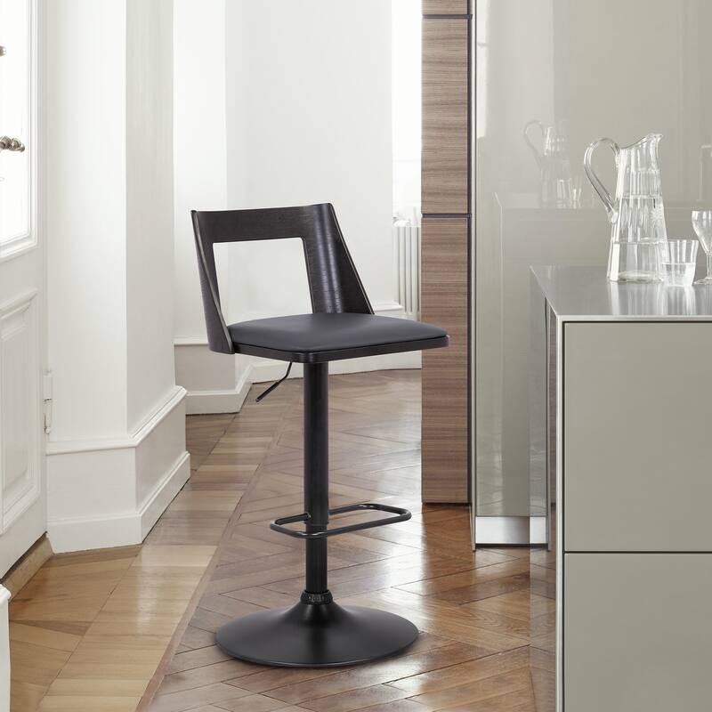 Milan Black or Gray Upholstered Adjustable Height Bar Stool