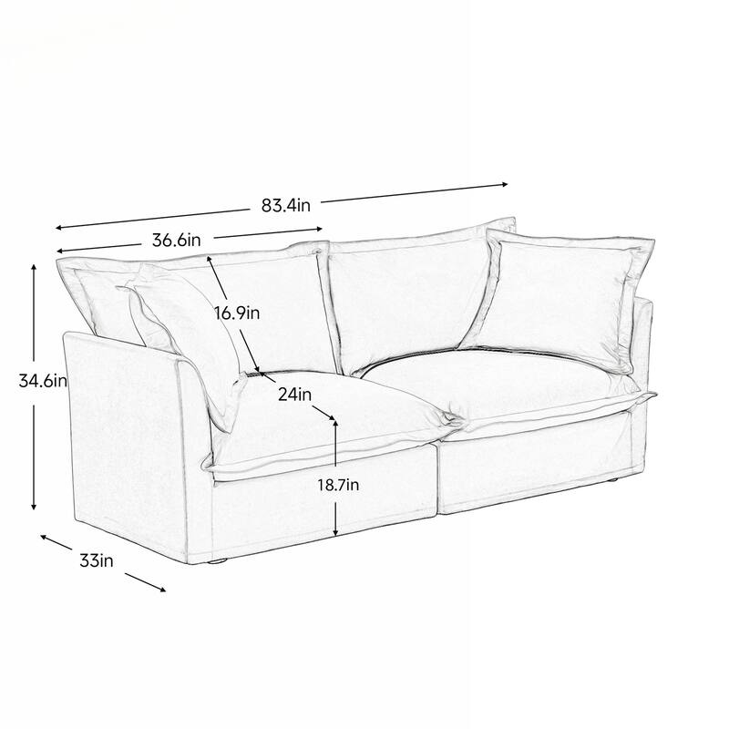 Comfortable Detachable-Covered 2-Seat Sofa for Small Spaces, Stylish and Versatile
