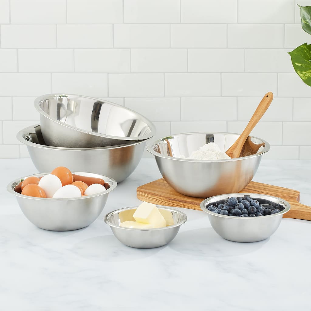 JoyJolt Stainless Steel Food Kitchen Mixing Bowl - Set of 6 - .5QT .75QT 1.5 QT 3QT 4QT 5QT