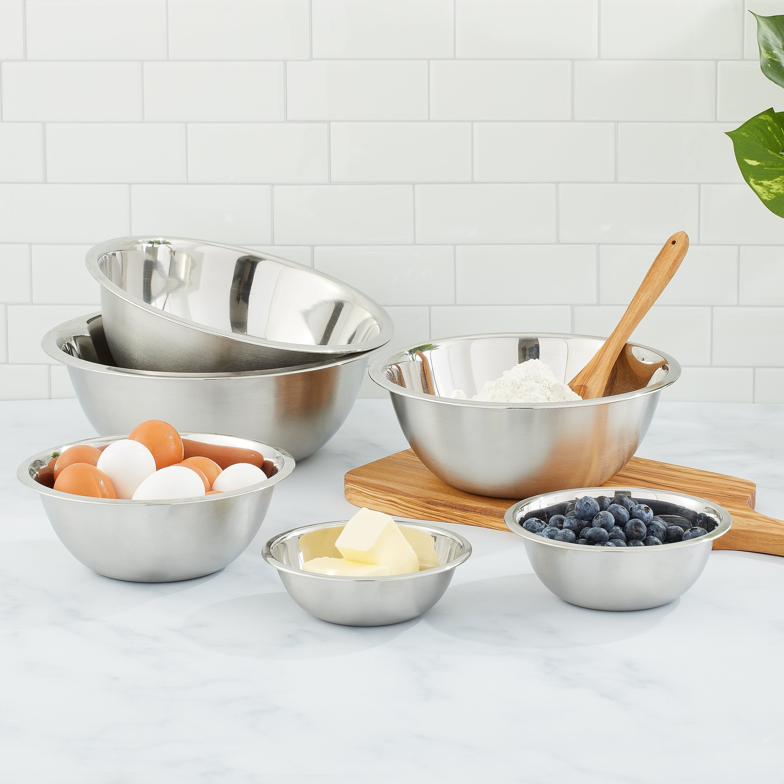 JoyJolt Stainless Steel Food Kitchen Mixing Bowl - Set of 6 - .5QT .75QT 1.5 QT 3QT 4QT 5QT