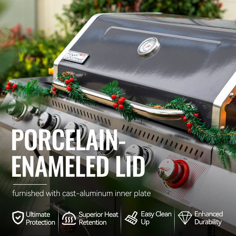 Royal Gourmet 5-Burner Gas Grill with Sear Burner & Side Burner, Grey