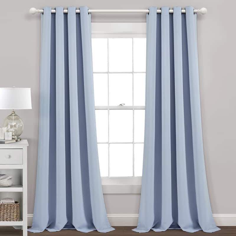 Lush Decor Insulated Grommet Blackout Curtain Panel Pair - 84 Inches - Blue Moon