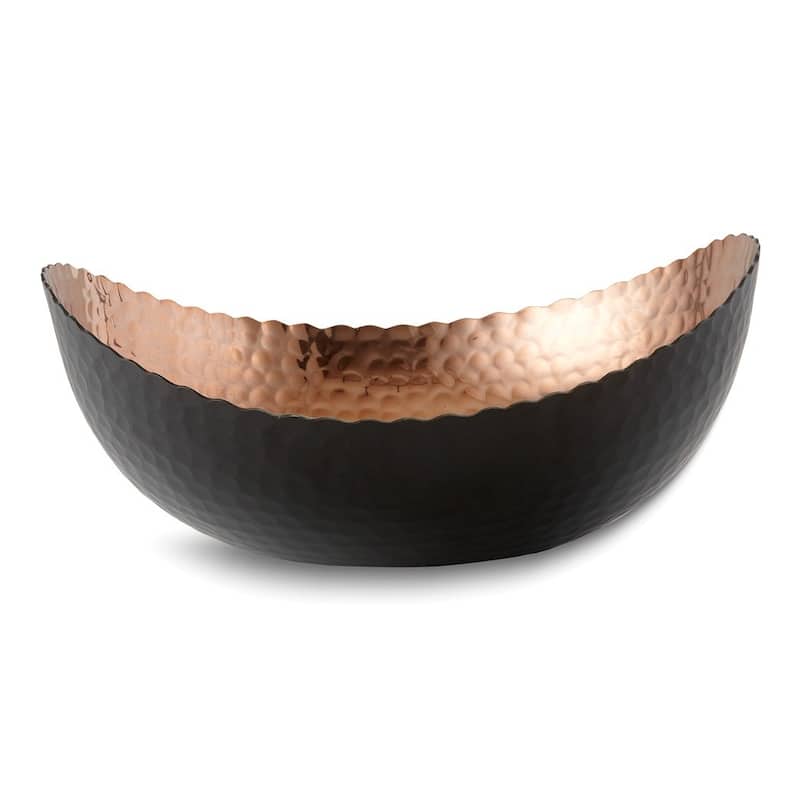 Curata Medium Black Finish with Copper-Tone Interior Hammered Eclipse Bowl