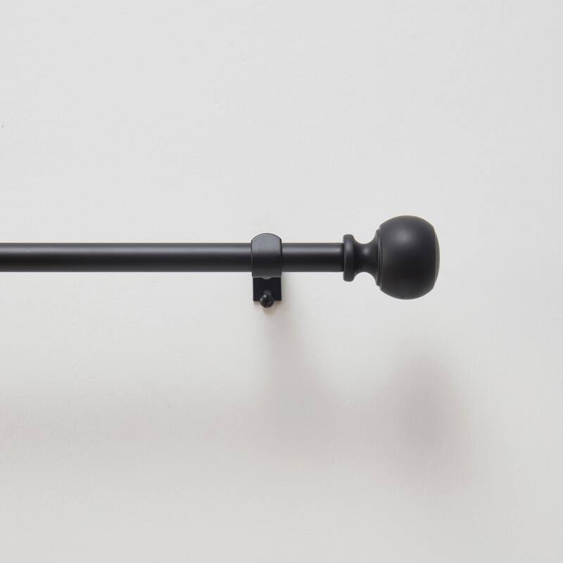 DKNY Griffin Curtain Rod and Finial Set - 48" - Matte Black