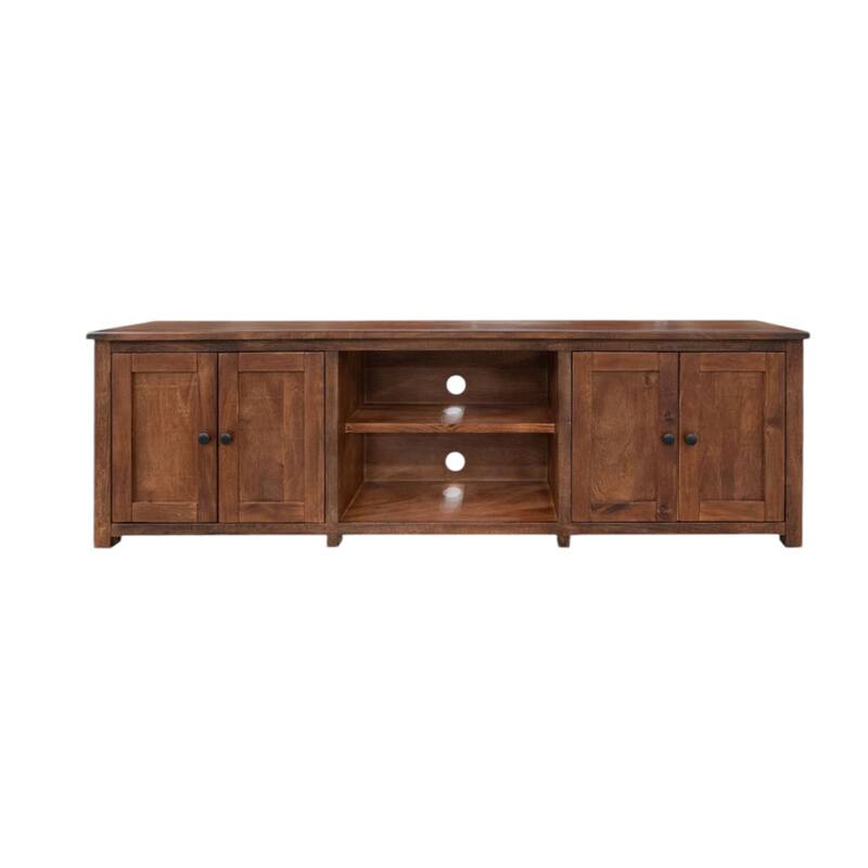 HomeRoots 93" Brown Solid Wood Cabinet Enclosed Storage Distressed TV Stand - 93' X '27' X '15.75