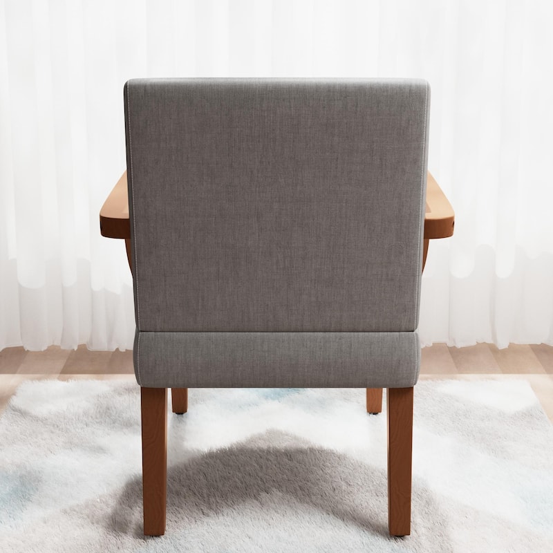 Light Gray 18.7" Arm Chairs with Round Wood Table (Set of 2)