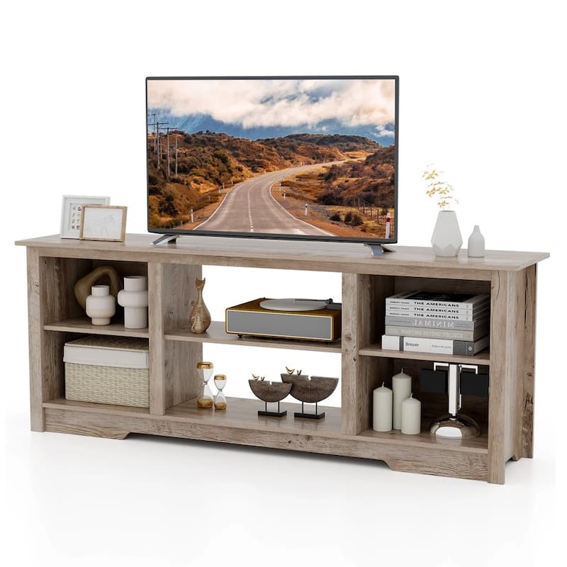70" 2-Tier TV Stand Entertainment Media Console Center Up to 75" Grey - 73 inches