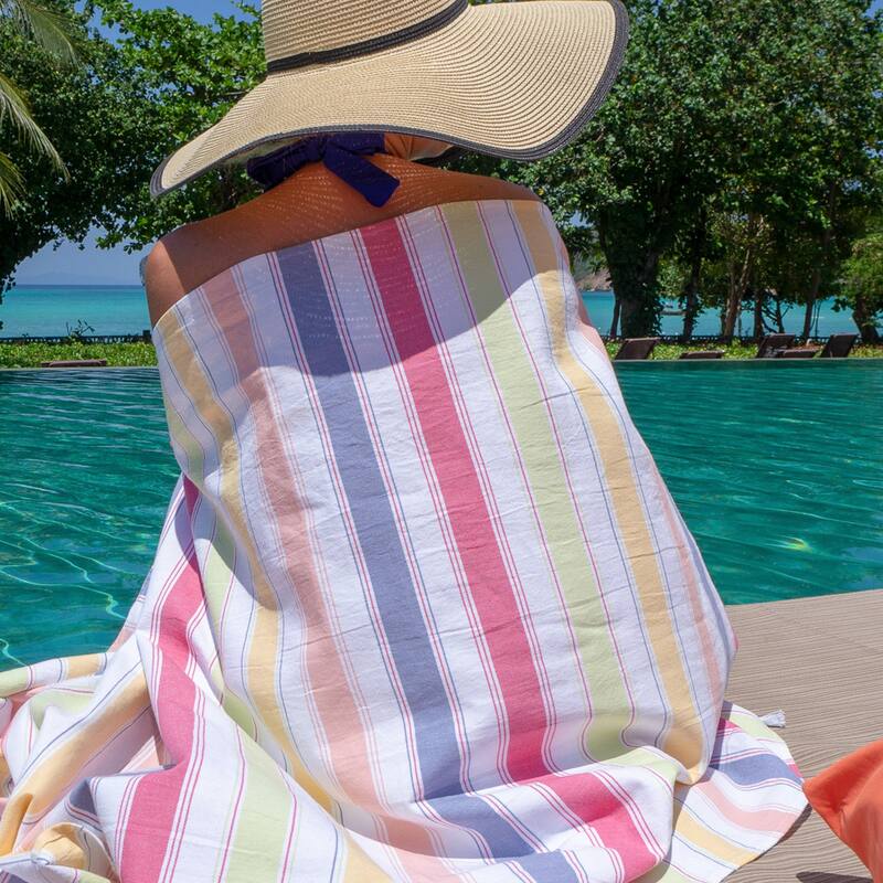 SandFree Cotton Oversized Turkish Beach Towel with Tassels - 35x75