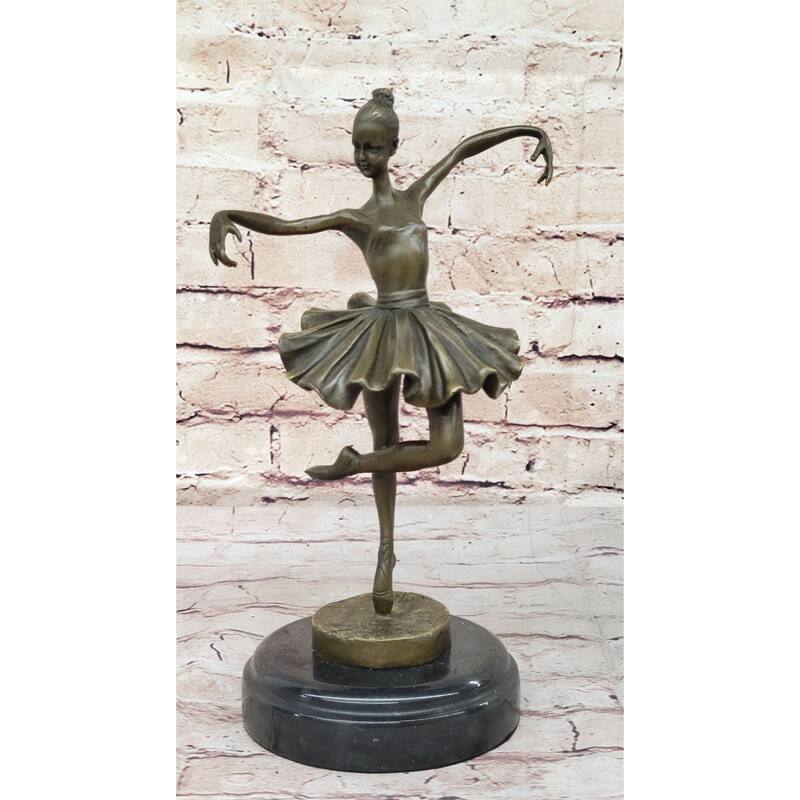 Hot Cast Bronze Metal Ballerina Ballet Dancer Figure Sculpture On Marble Base