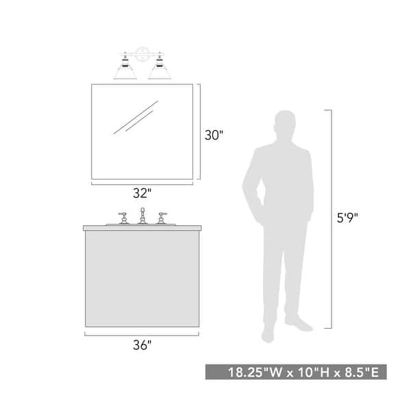 dimension image slide 1 of 3, Orwell 2-light Bath Vanity