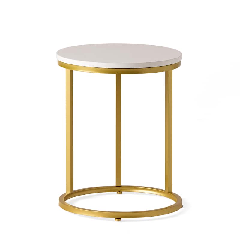 Ingersol Indoor Iron and Faux Wood C Shaped End Table by Christopher Knight Home
