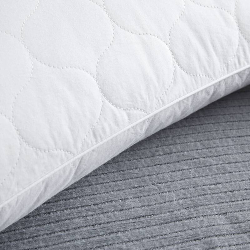 2 Pack Premium Goose Feather Down Bed Pillows 233TC Cotton Cover - White