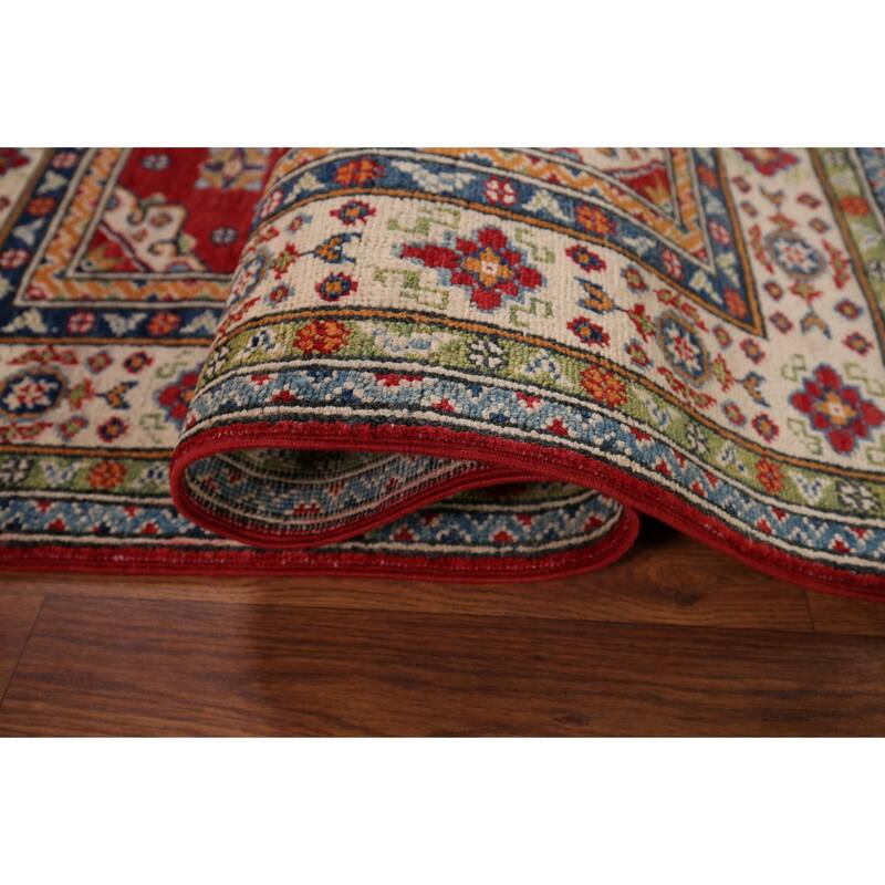 Red Kazak Accent Rug Hand-Knotted Traditional Oriental Wool Carpet - 3'3" x 4'9"