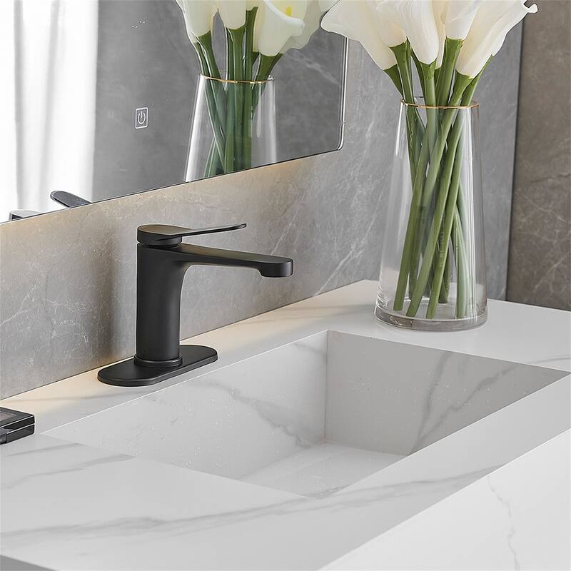 Single Handle Bathroom Sink Faucet with Drain Assembly Brass 1 Hole Modern Bathroom Basin Vanity Faucets
