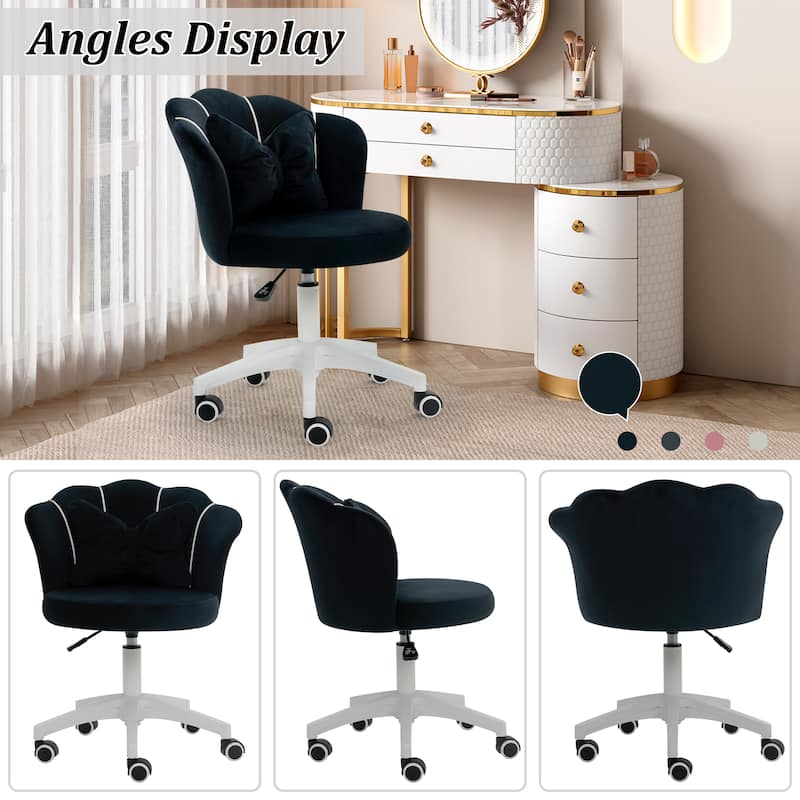 XINMICS Modern Velvet Task Chair 360 Swivel Adjustable Height Office Chair