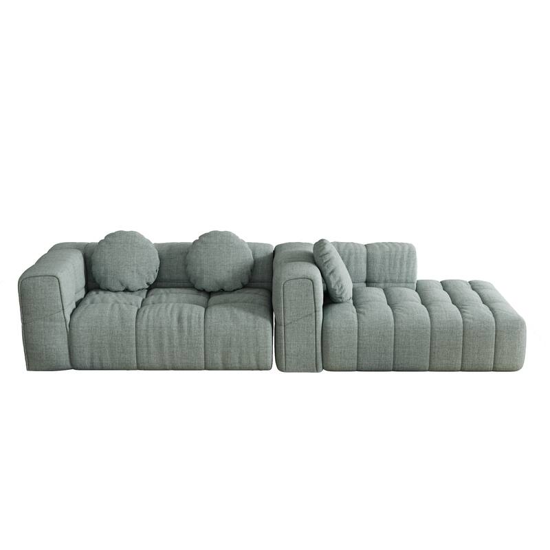 103" Chenille L-Shaped Sectional Sofa with Left Recliner, 3 Pillows and Modular Design