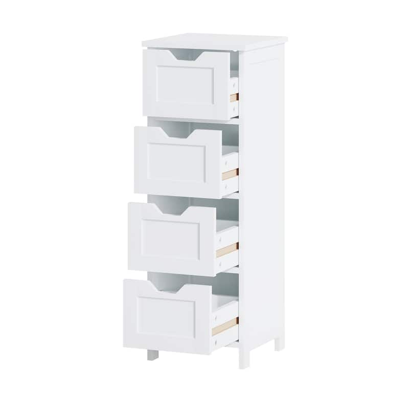 White 32.68"Tall Bathroom Storage Cabinet with 4 drawers and 1 door
