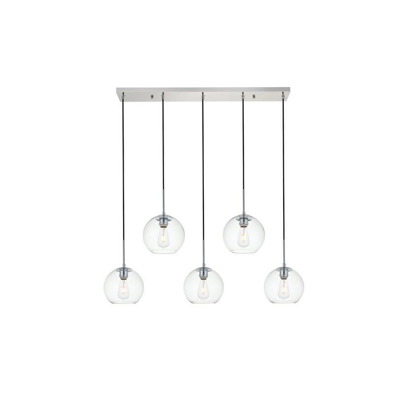 Clear Glass 5-light 42-inch Pendant - Chrome