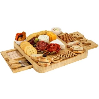 MegaChef Bamboo Charcuterie Cheese Board Set with Ramekins and Slide ...