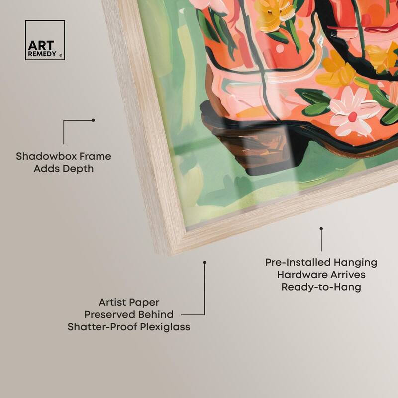Wildflower Cowboy Boots Shadowbox by Art Remedy