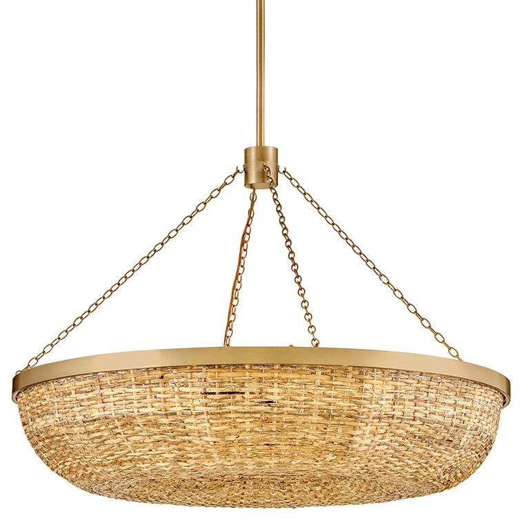 Hinkley Lighting 48426 Sanibel 8 Light 36" Wide LED Pendant with Woven - Lacquered Brass / Natural