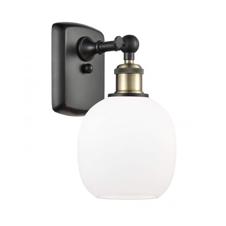 Innovations Lighting Belfast 11" Tall Bathroom Sconce - Black Antique Brass / Matte White