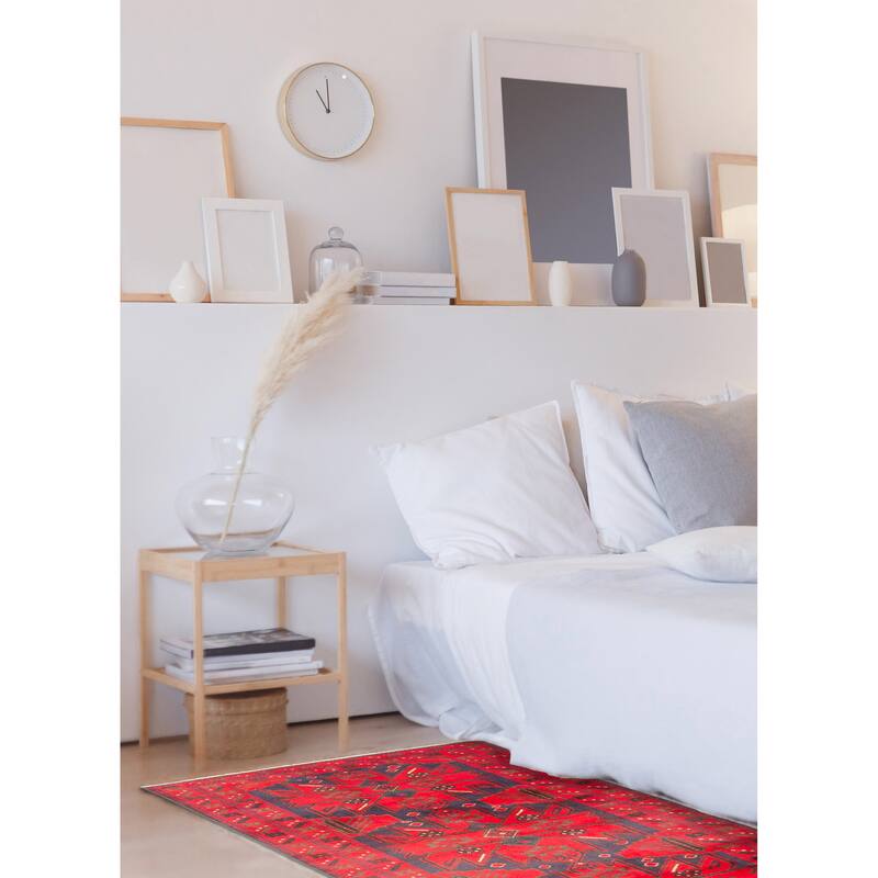 ECARPETGALLERY Hand-knotted Teimani Red Wool Rug - 3'6 x 6'6