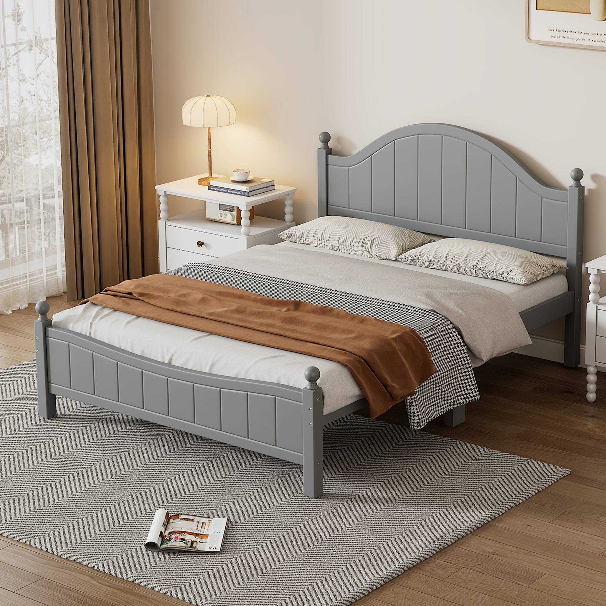 Traditional Concise Style Solid Wood Platform Bed, No Need Box Spring