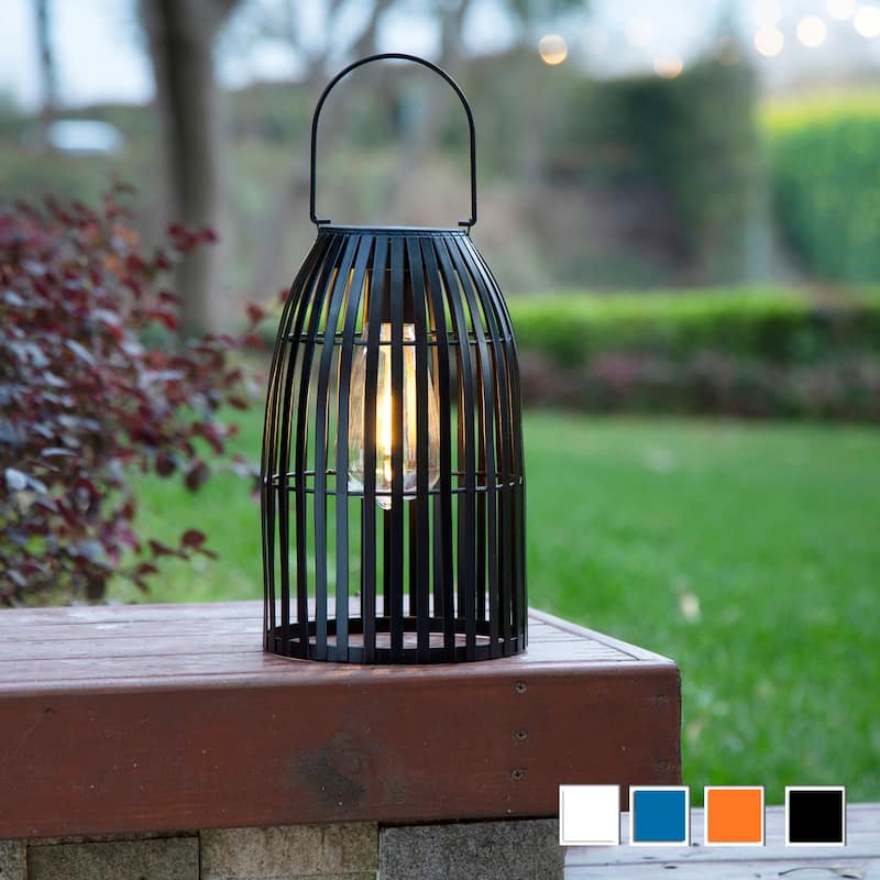 Glitzhome 9.75"H Metal Woven Solar Powered Outdoor Hanging Lantern