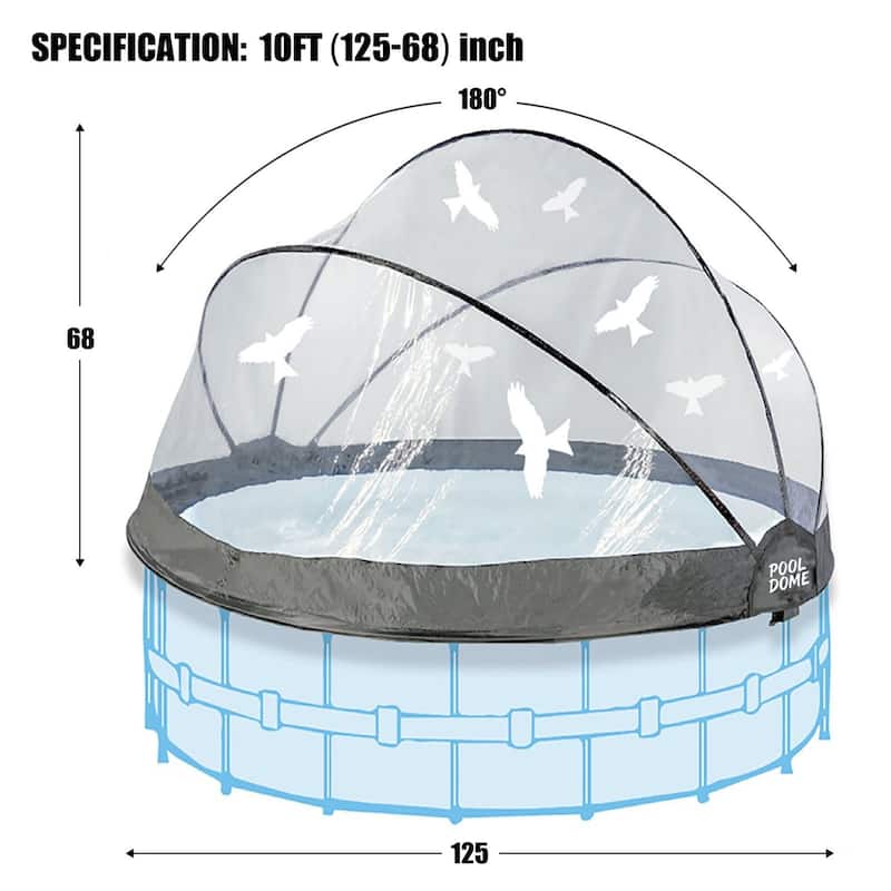 Round All Weather Pool Dome Enclosure for Outdoor Above-Ground Frame Pools (Compatible with Clean & Warm Water Pools)