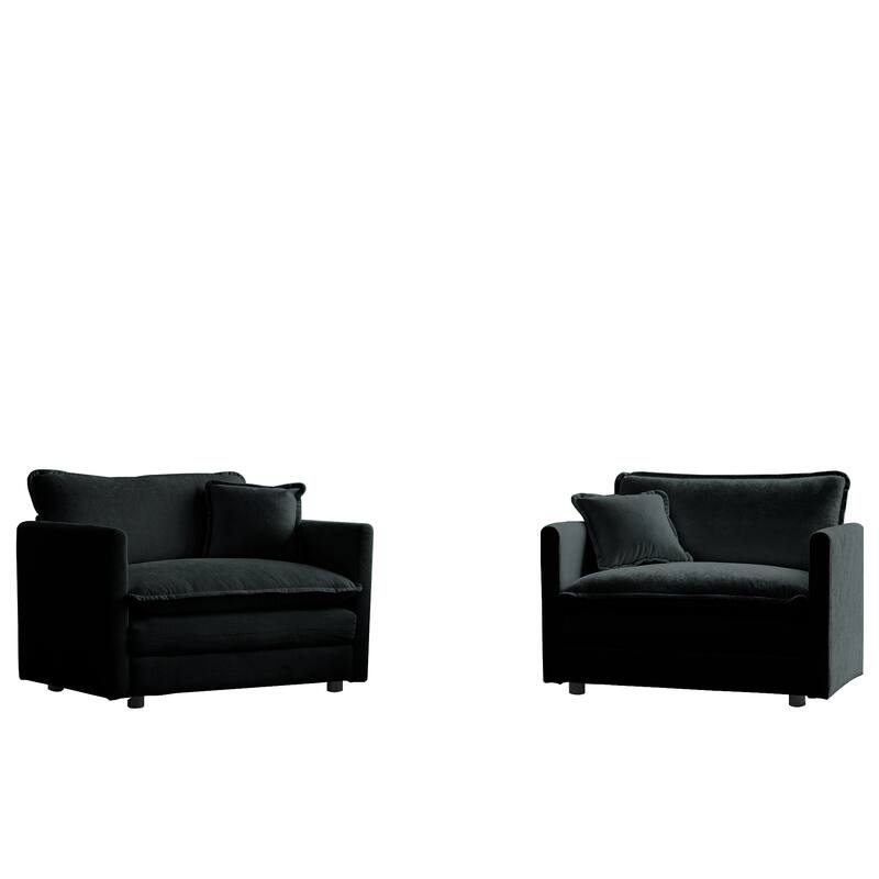 Roomfitters Set of 2 Chenille Accent Chairs, Modular Upholstered Armchairs with Pillows