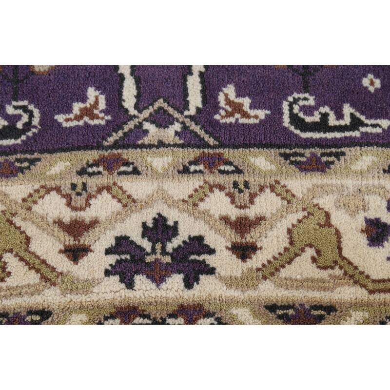 Hand Knotted Oriental 100% Wool Carpet Transitional All-Over Purples Oushak Area Rug - 6' 0'' X 4' 2''
