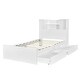 preview thumbnail 11 of 13, Slat Support Platform Storage Bed Frame with Storage Headboard - White