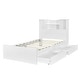 preview thumbnail 13 of 14, Twin Size Storage Platform Bed Frame with 4-Shelves & 2-Drawers, White Finish Kids Bed Frame with LED Light and Silent Slats