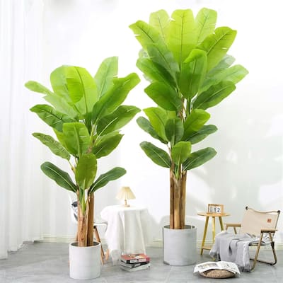 Artificial Banana Tree with Large Leaves and Natural Bark