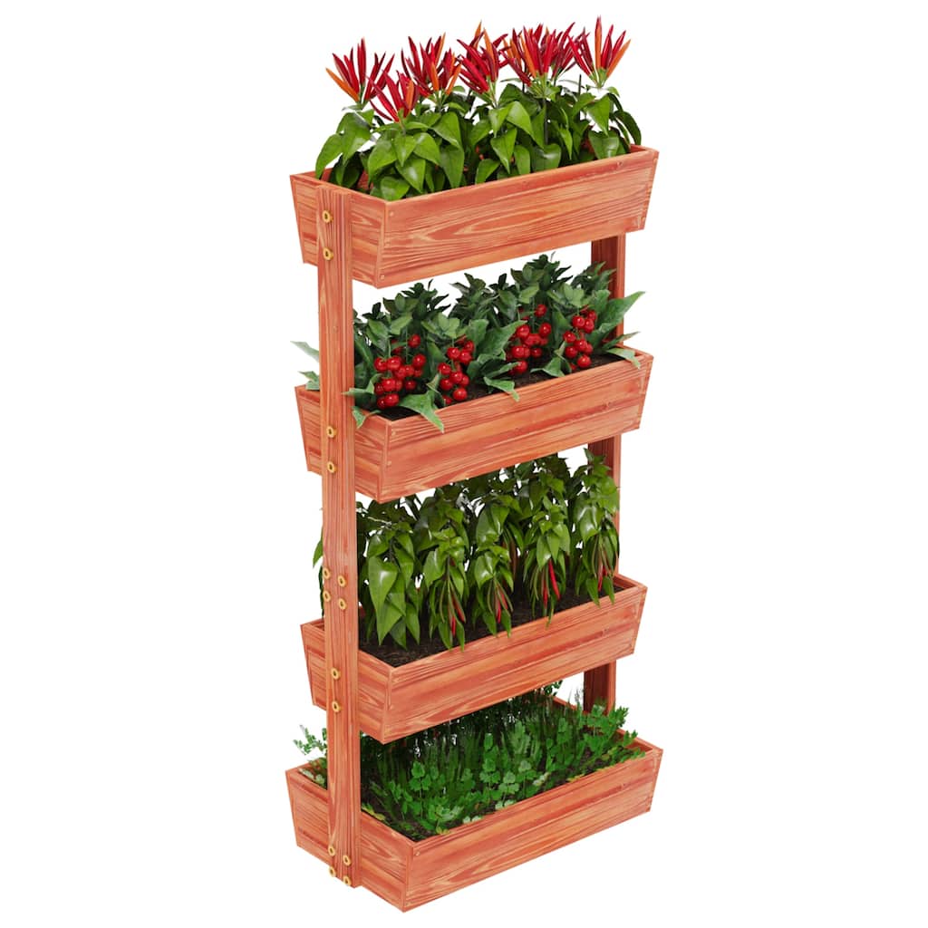 4-tier Wooden Vertical Ladder Raised Vegetable Planter Box Elevated Garden Bed - 25.6" W x 55.5" H