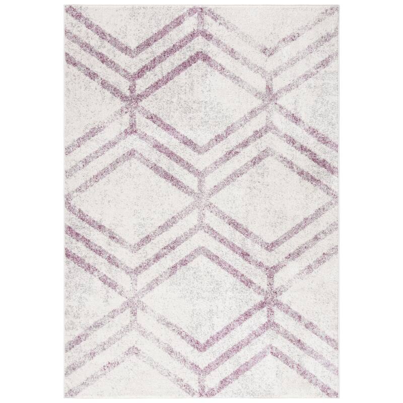 SAFAVIEH Adirondack Olsa Geometric Distressed Rug - 4' x 6' - Ivory/Plum