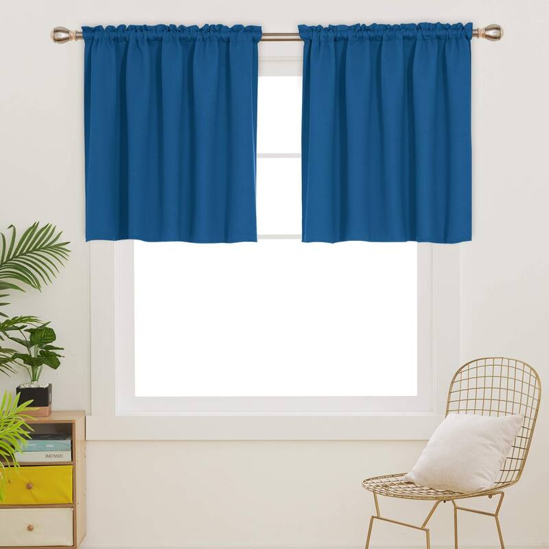 Rod Pocket Solid Window Valance for Kitchen (2 Panels)