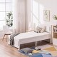 preview thumbnail 10 of 26, Modern Twin Wood Bed Frame with Geometric Headboard, Solid Pine Construction
