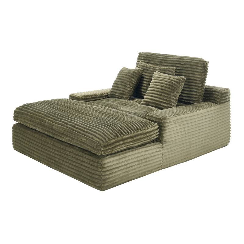 Modern Upholstered Chaise Lounge Sofa for Living Room Office, 75" Oversized Leisure Sofa 2 Seat Sleeper Couch with Pillows