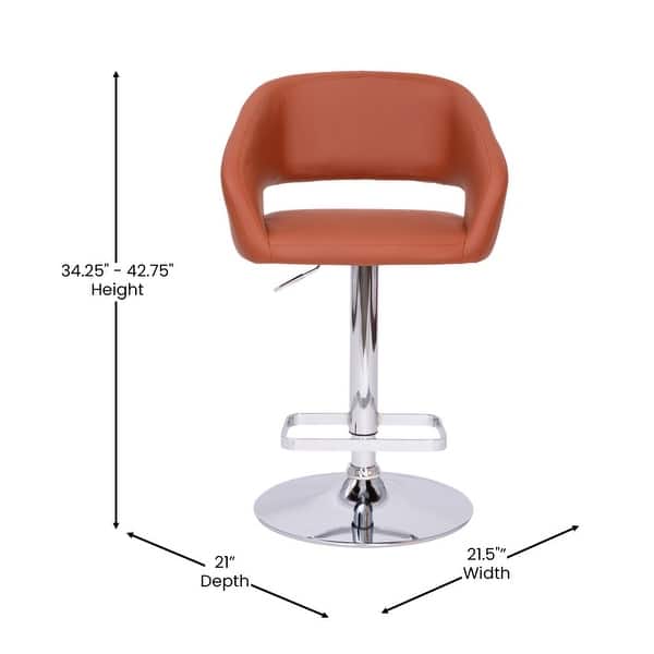 dimension image slide 15 of 18, Vinyl Adjustable Height Barstool with Rounded Mid-Back